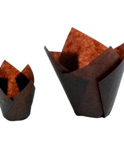 Caissette papier pâtisserie brune tulipes Tille