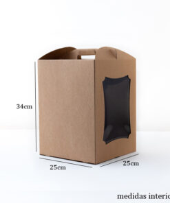 Boîte à gâteaux avec fenêtre 25x25xh34cm kraft mytille