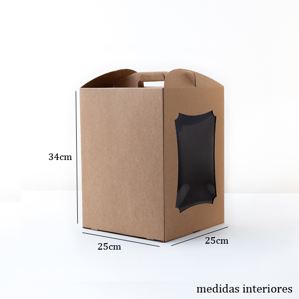 Boîte à gâteaux avec fenêtre 25x25xh34cm kraft mytille