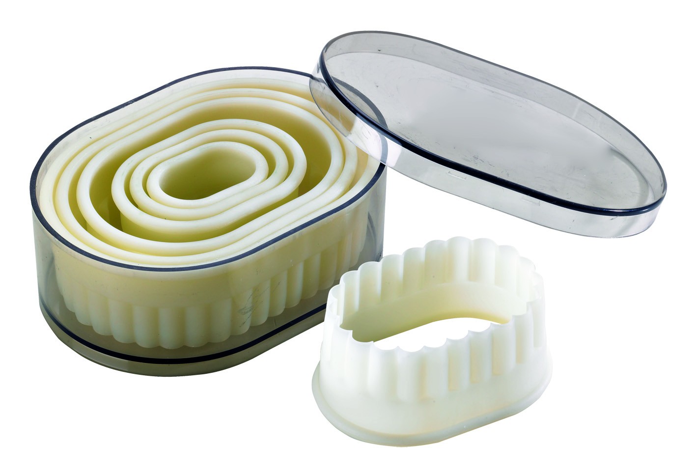 Boite de 7 découpoirs ovales cannelés