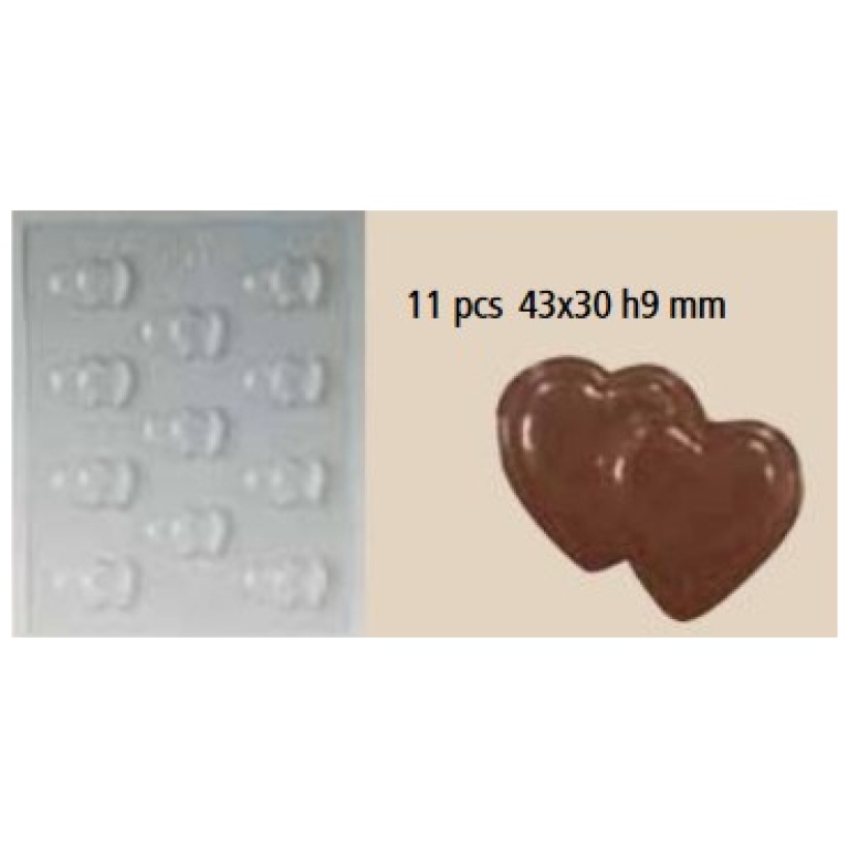 Moule chocolat 11 double coeur
