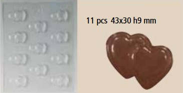 Moule chocolat 11 double coeur