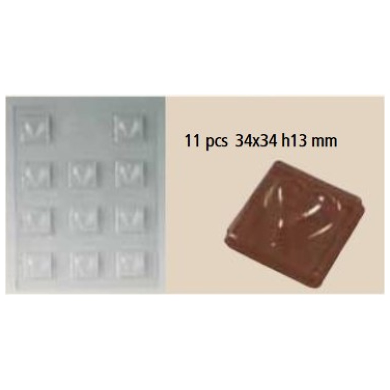 Moule chocolat coeur sur carré 11 pcs