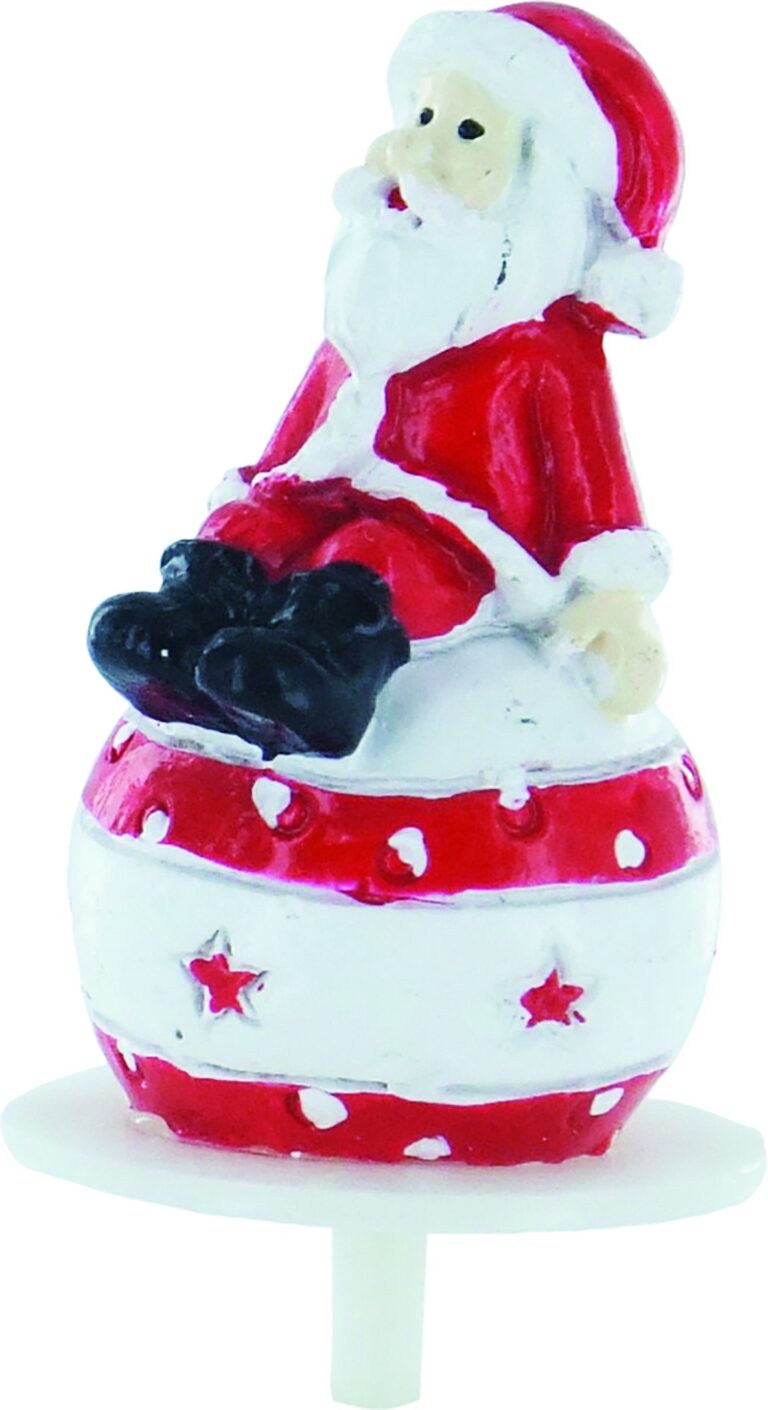 Décoration bûche Père Noël boules et cadeaux