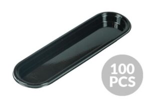 Coupelles ovales plastique noire 100pcs