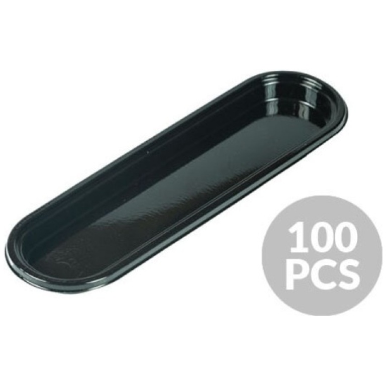Coupelles ovales plastique noire 100pcs