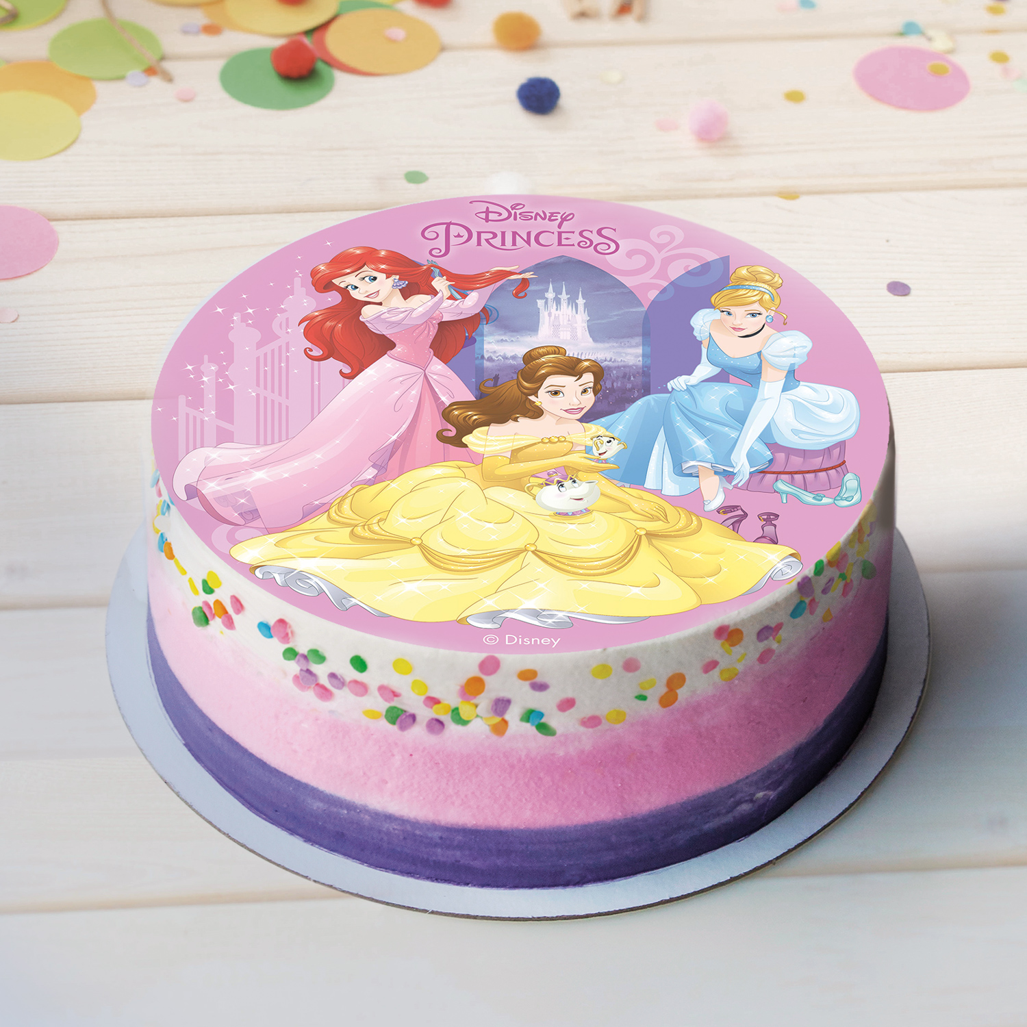 Disque d'Azyme comestible Princesses Disney - Décoration pour gâteaux de 20 cm