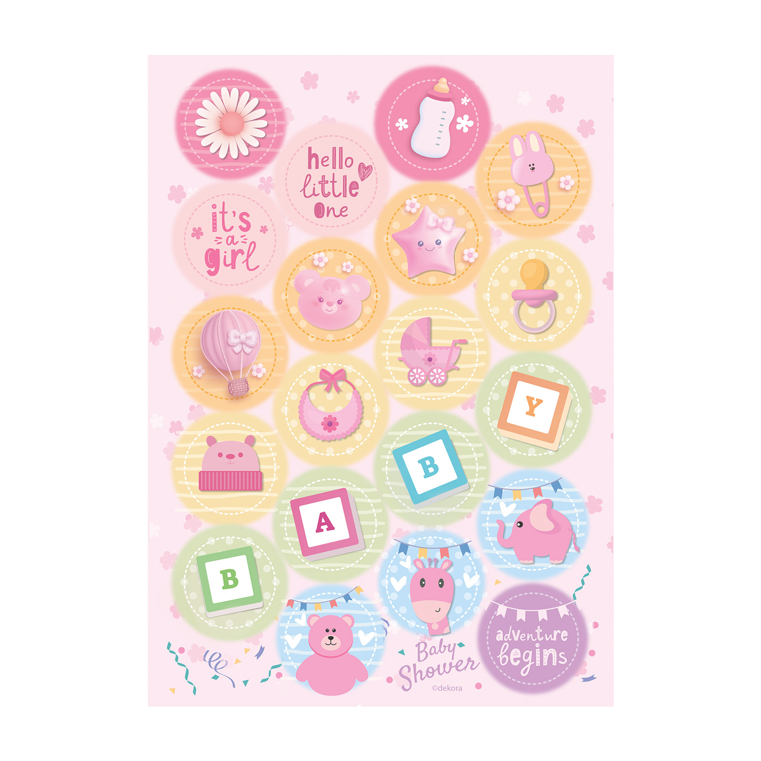 Mini disques d'Azyme comestibles Baby Shower Fille - Décoration pour cupcakes Ø 3,4 cm – Image 3