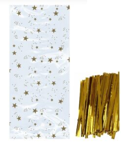 sachets étoiles noël 25 pc twists de fermeture or mytille tille E1PPISTAT1O22