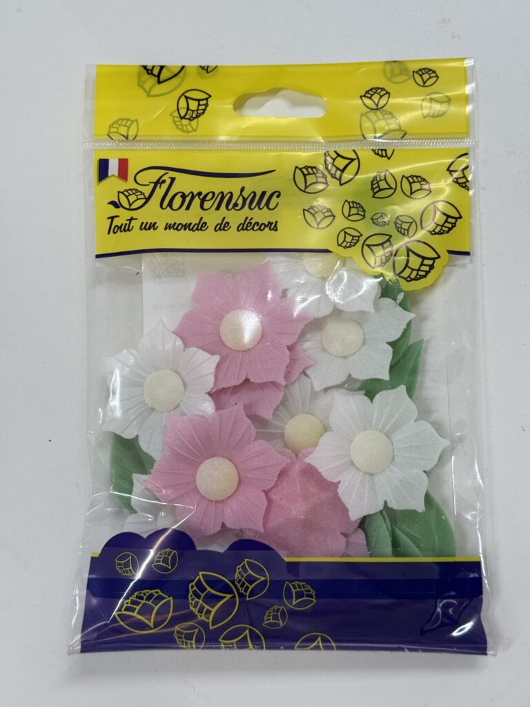 Décors en azyme - 12 narcisses 45 mm et 12 feuilles liseron 38 m AZYNARC Tille