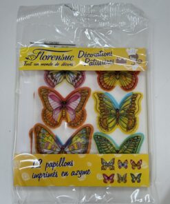Papillons colorés en azyme – Assortiment 40x50 mm AZYPAPIC12 Tille