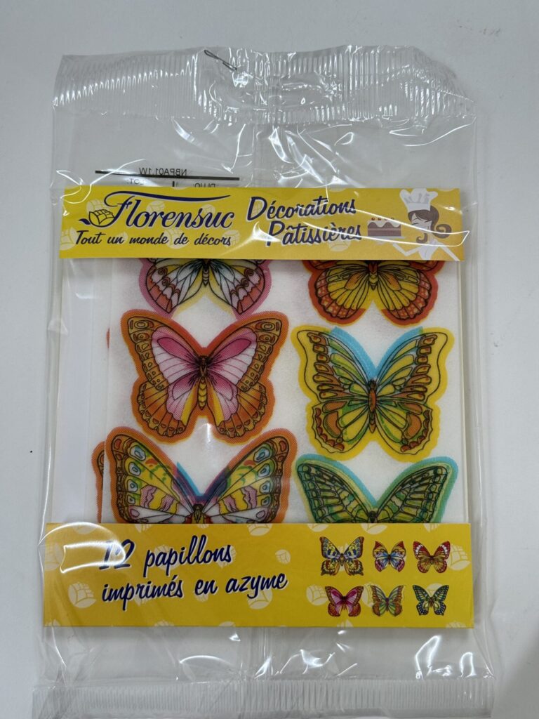Papillons colorés en azyme – Assortiment 40x50 mm AZYPAPIC12 Tille