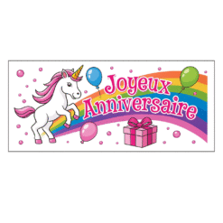 Banderole Anniversaire Licorne comestible AZYJAL tille