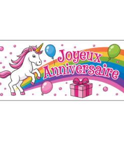 Banderole Anniversaire Licorne comestible AZYJAL tille