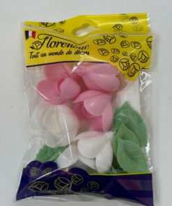 Roses en azyme et feuilles – 6 fleurs (40 mm) + 12 feuilles (47 mm) AZYROSEGM Tille
