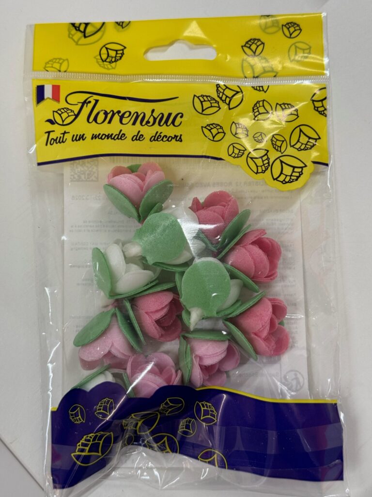 Roses en azyme avec feuilles – 12 pièces – 30 mm AZYROSEPM Tille