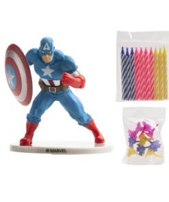 Kit décoration gâteau Captain America avec bougies PVCAMERICA Tille
