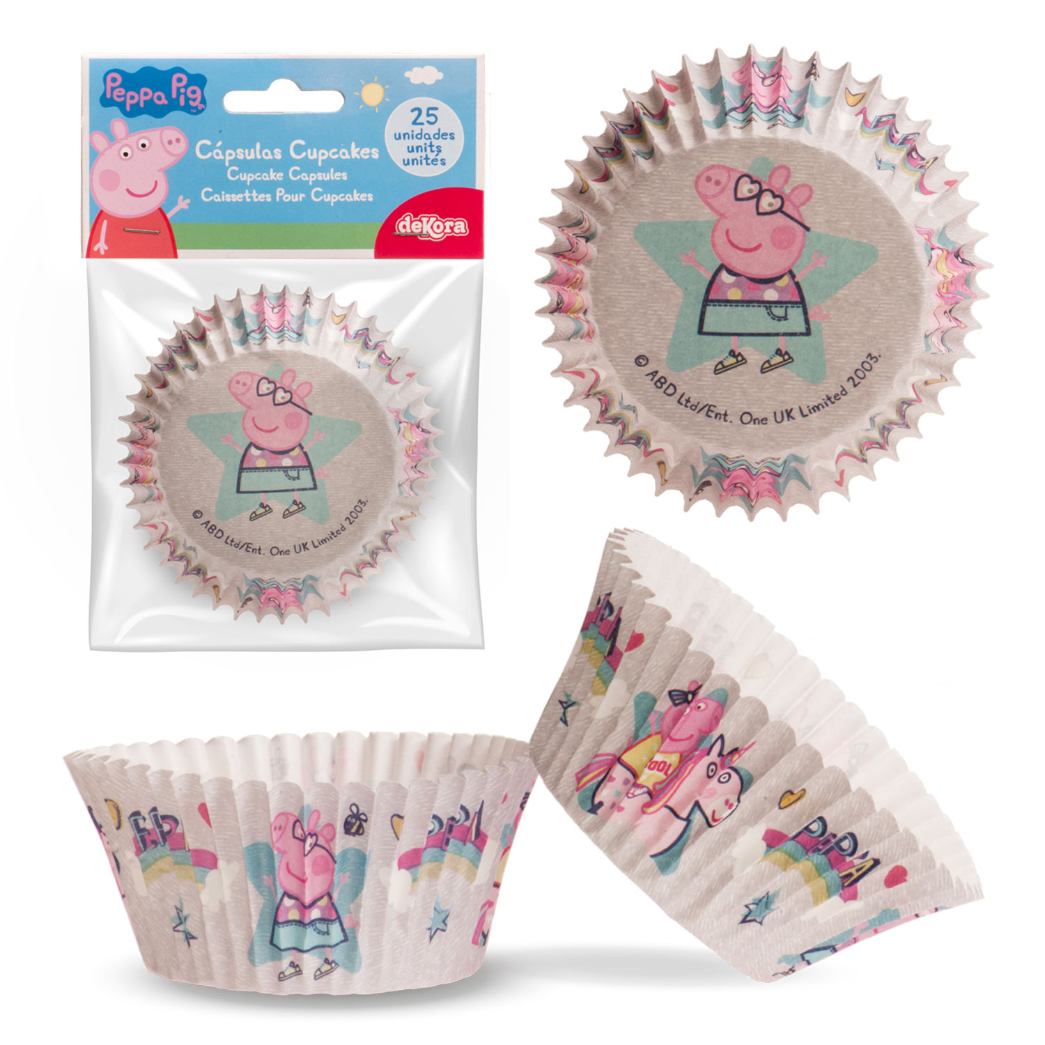 8 blisters de 25 caissettes cupcakes Peppa Pig CUPPEPPA Tille
