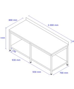 Table de travail Inox 2000 mm Simple MyTille