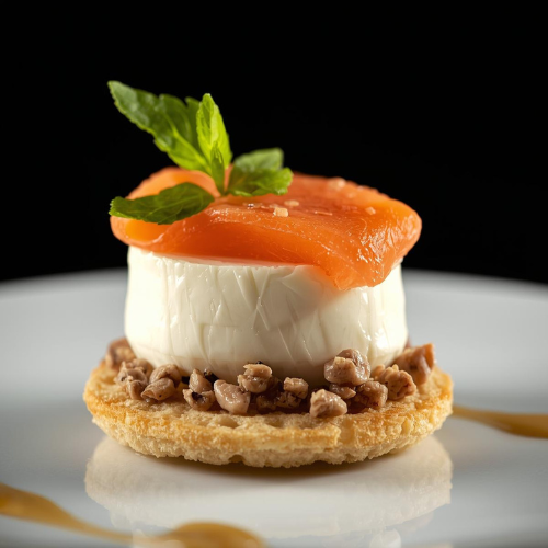 Amuse-bouche salé au saumon et biscuit croquant
