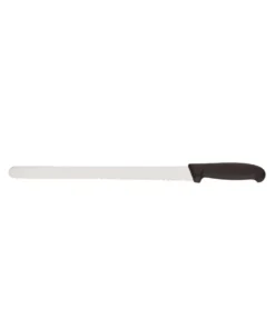 Couteau à génoise avec lame longue et tranchante, poignée ergonomique pour une coupe précise.