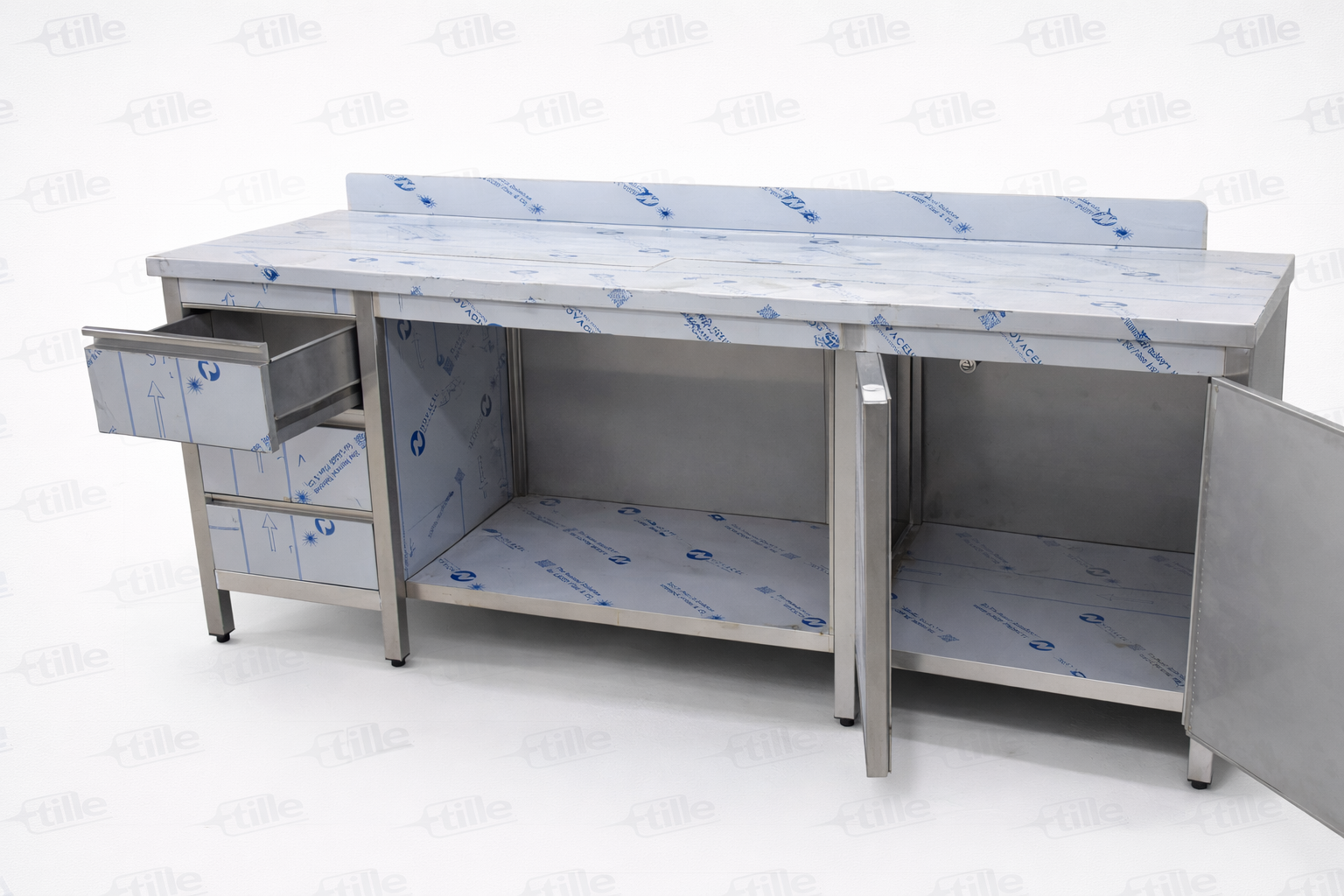 Table inox 3 tiroirs + 1 compartiment 2 portes – Image 2