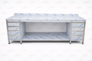 table inox 8 tiroirs