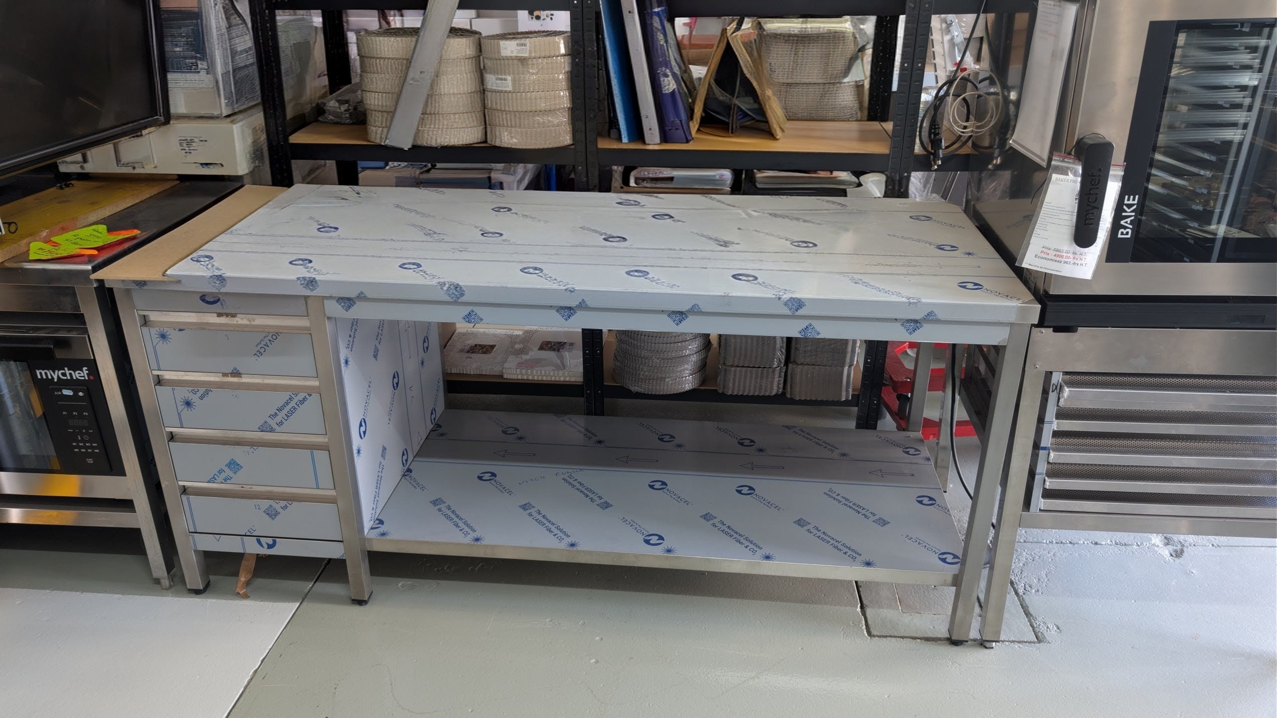 table inox 4 tiroirs