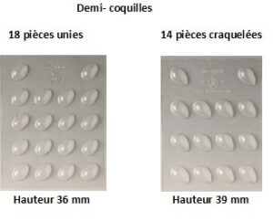 Plaque chocolat 18 demi-coquilles unies