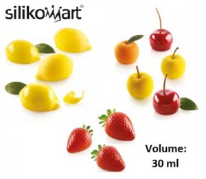 Moule silicone fruits 3D Fraise, pomme, citron
