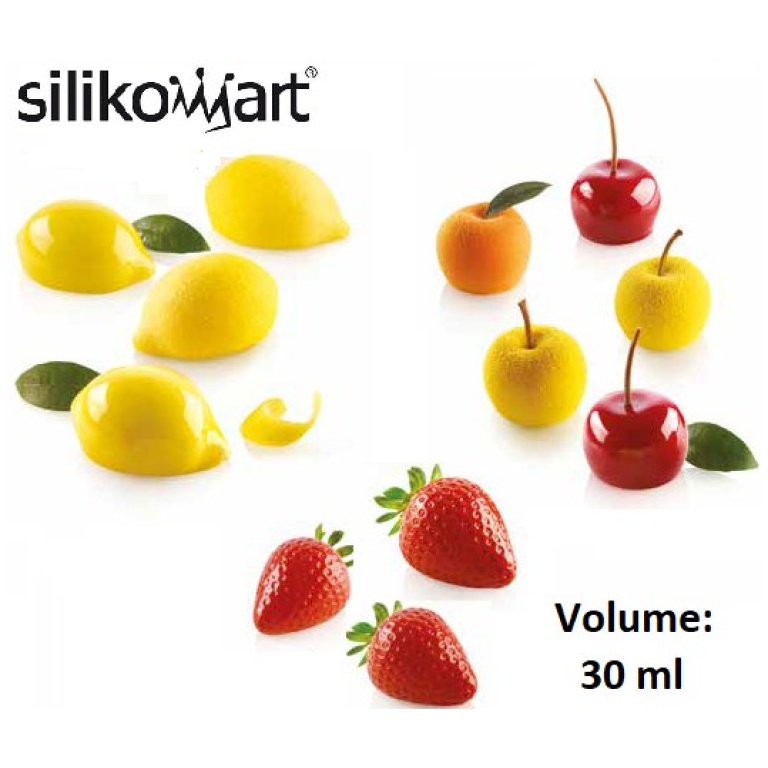 Moule silicone fruits 3D Fraise, pomme, citron