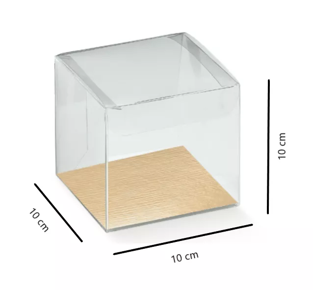 Boîte transparente avec fond doré 10 pces